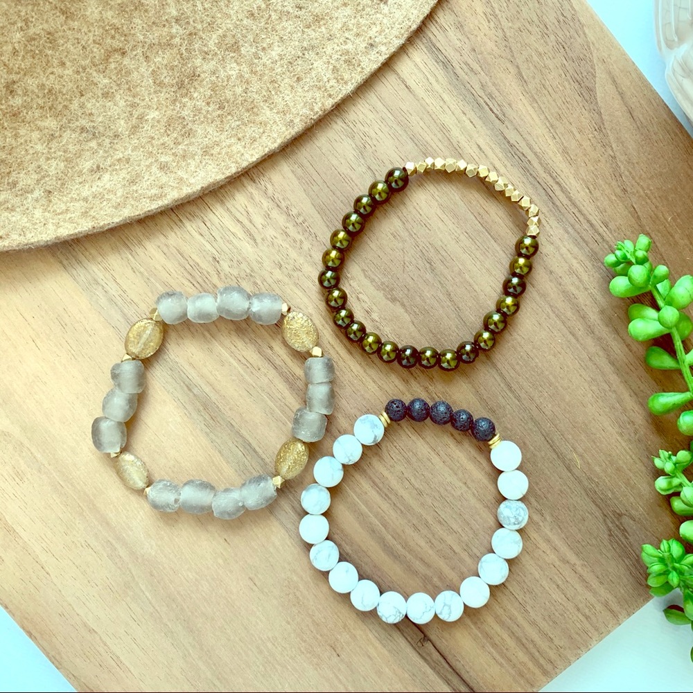 Handmade Recycled Glass Stretchy Bracelets